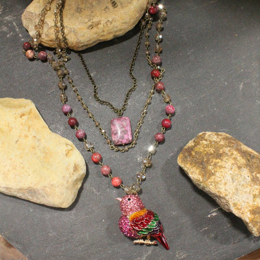 Spread Your Wings Raspberry Necklace Set
