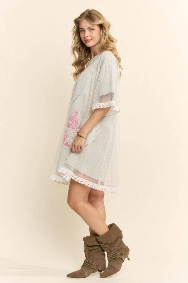 POLKA DOT CHERUB MESH LAYERED DRESS