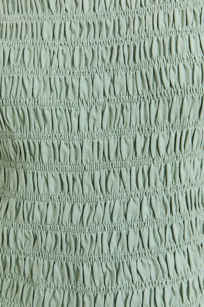 Sage Ruched Crew Neckline Top