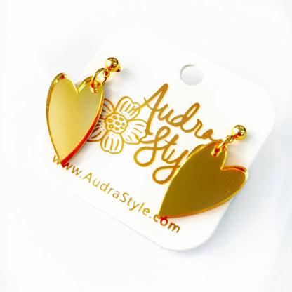 Mini Heart Dangle - Gold Mirror