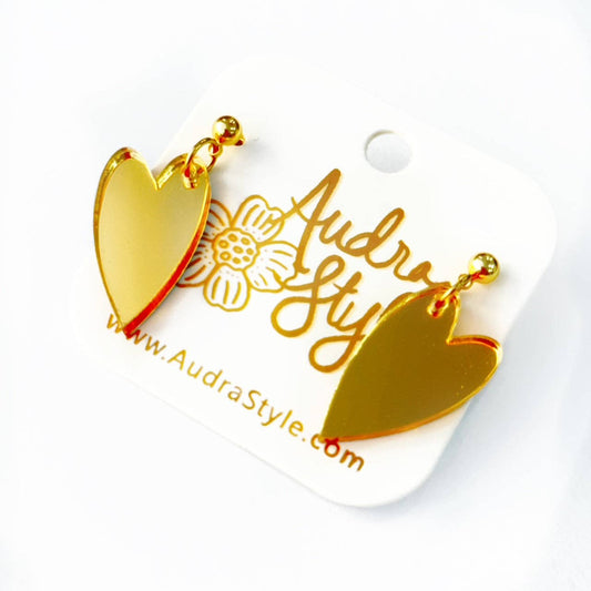 Mini Heart Dangle - Gold Mirror