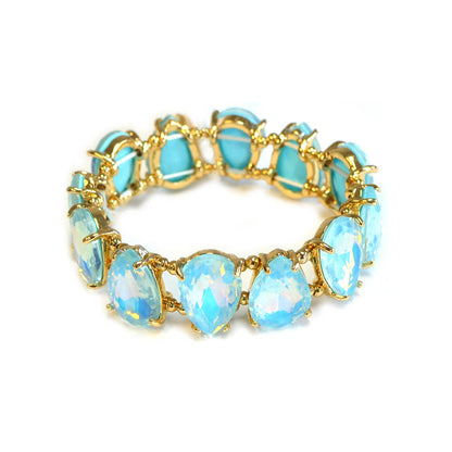 Neon & Pastel Teardrop Glass Crystal Bead Stretch Bracelet