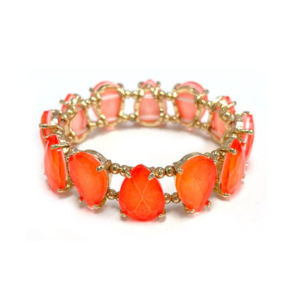 Neon & Pastel Teardrop Glass Crystal Bead Stretch Bracelet
