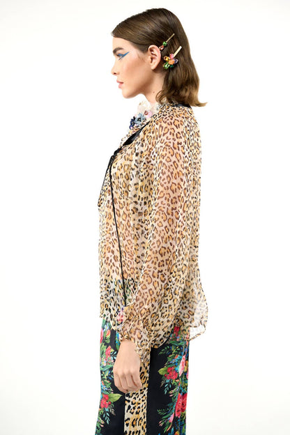 Sheer Cheetah Print Blouse