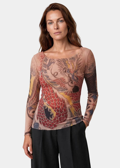 Dragon Dance - Nudi Ink Mesh Top