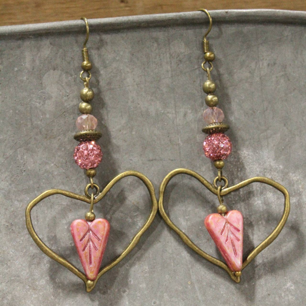 Sweetness Overload Czech Heart Dangle Drop Earrings