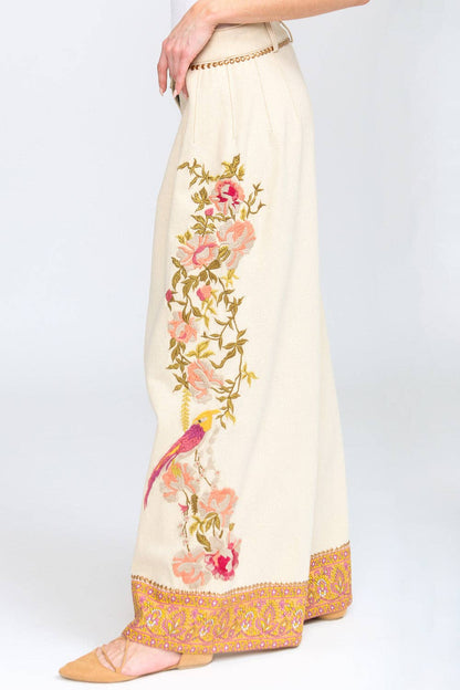 Time To Shine Denim Pants | Wide Leg Pants | Floral Pants
