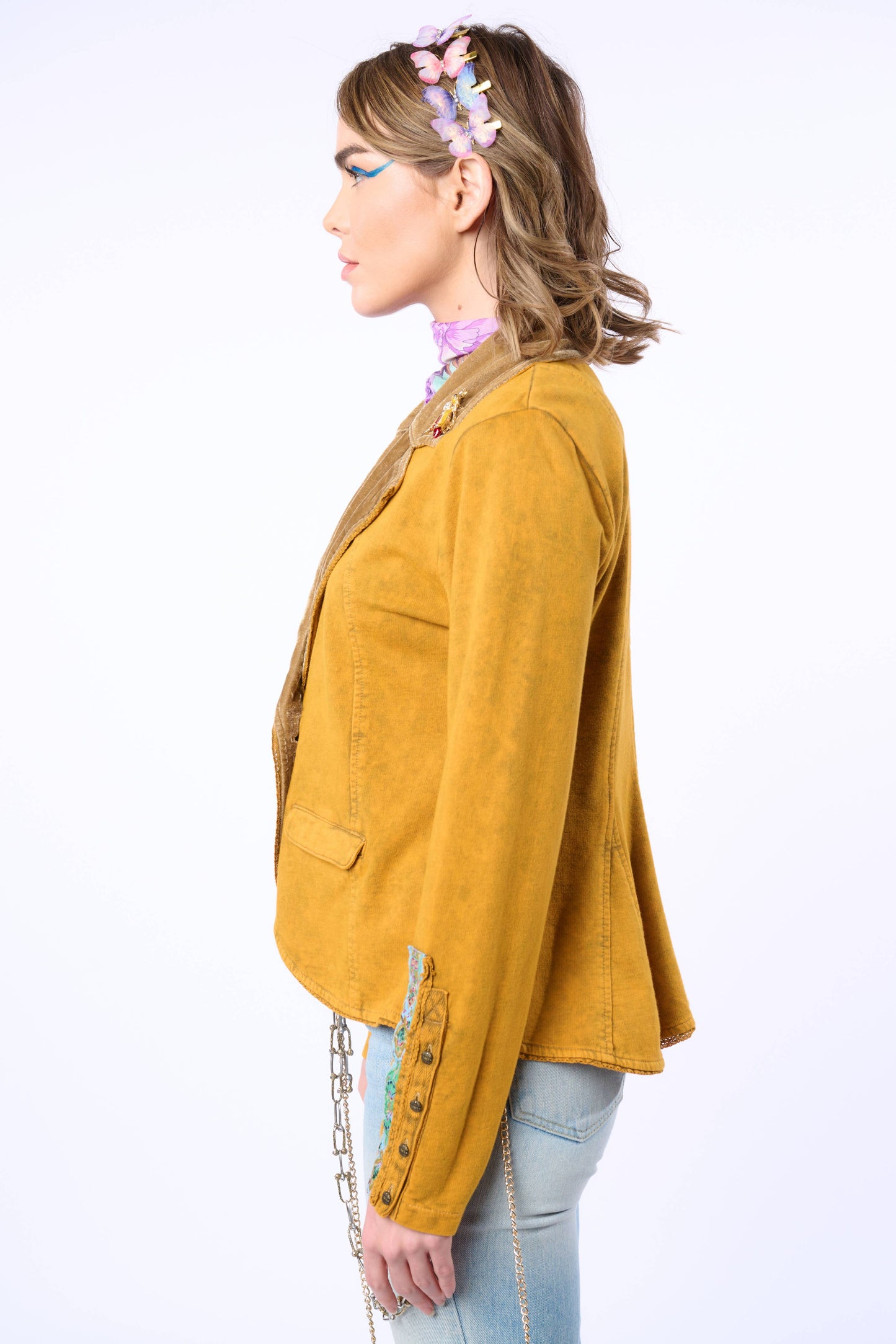 Juliet French Terry Blazer | Hand-beaded Jacket | Button-Up