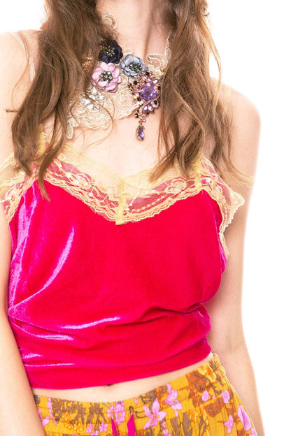 Velvet Dreams Cami Tank Top (Beaded Trim)