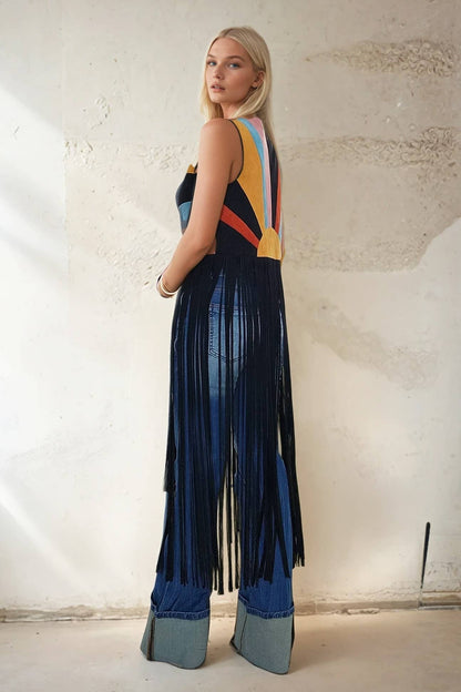 MAXI COLORBLOCK SUNRISE SUEDE VEST
