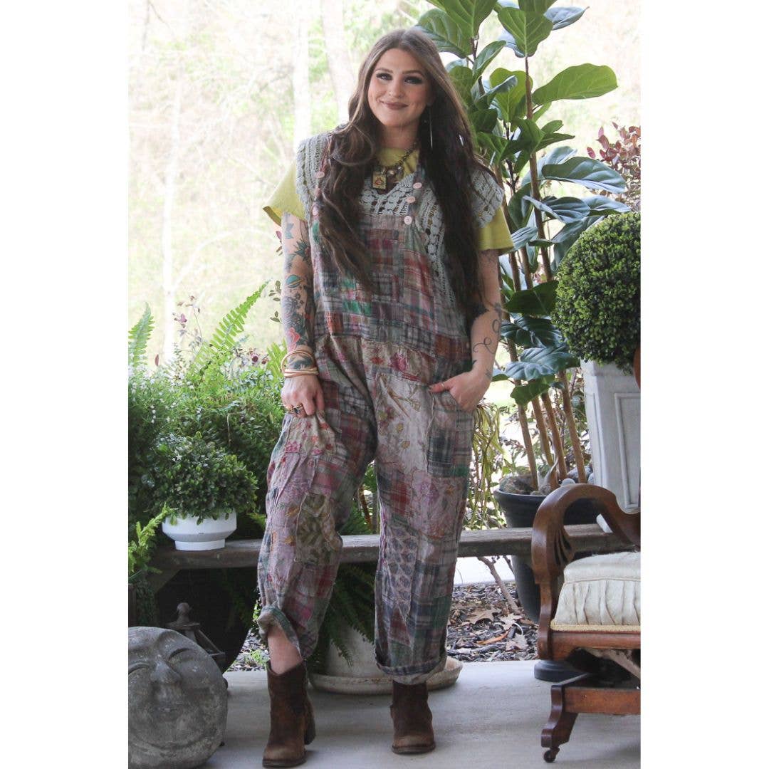 Travels Await Overalls - Navy Plaid
