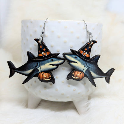 Double Sided Halloween Shark Earrings