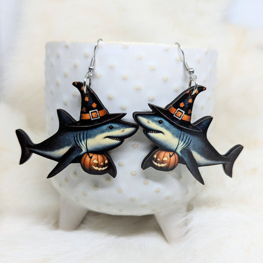 Double Sided Halloween Shark Earrings