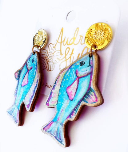 Blue Fish Dangle Earring - Coastal Nautical