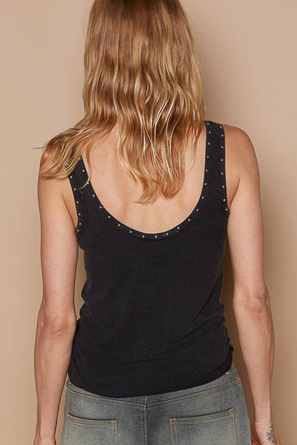 Riibbed Metallic Stud Tank Top
