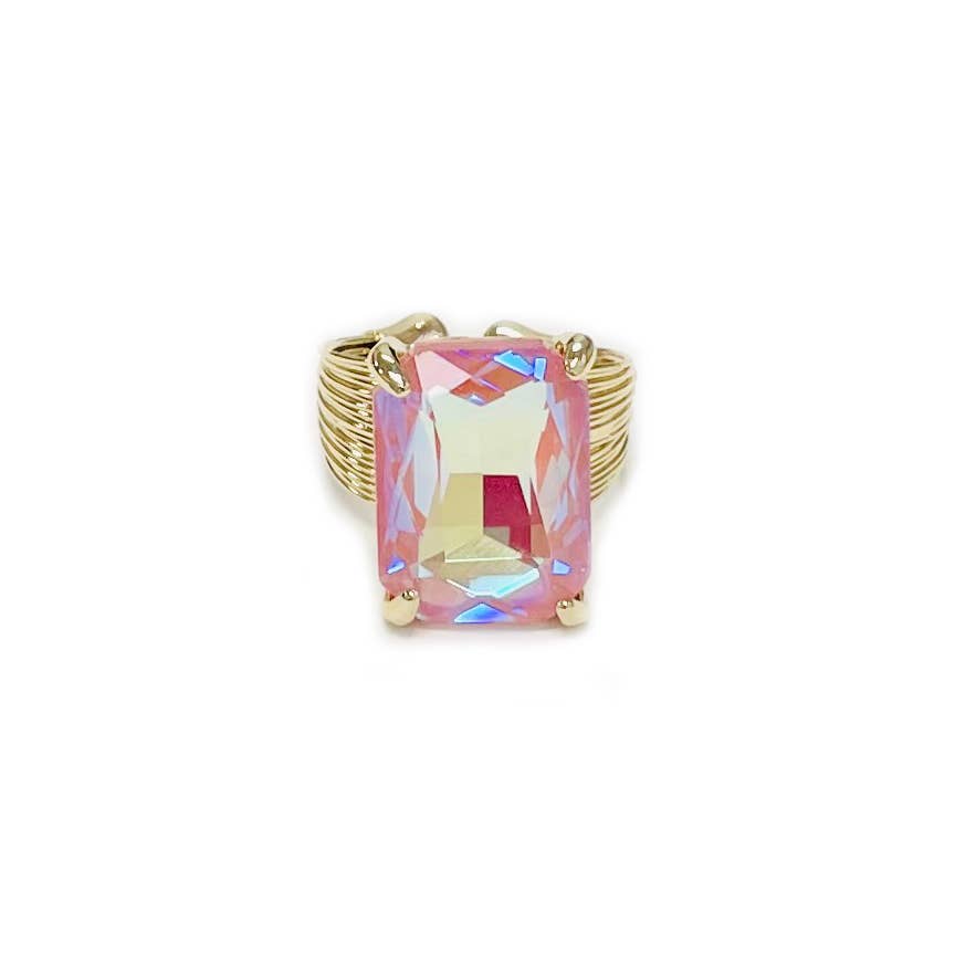 Cushion Cut Cocktail Adjustable Wire Ring