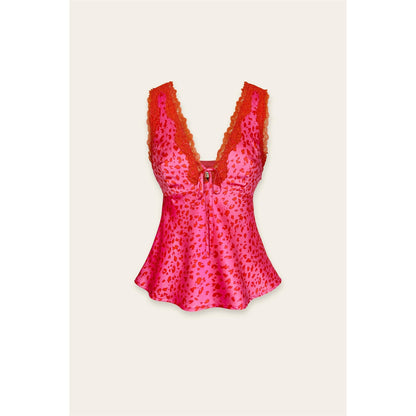 Berry Tart Lace Trim V-neck Top
