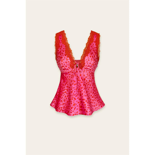 Berry Tart Lace Trim V-neck Top