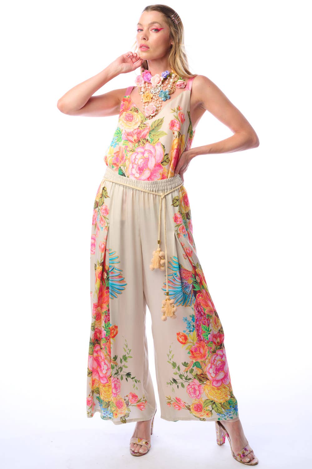 Earth Angels Pants | Wide Leg Pants | Peacock Print Pants