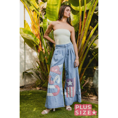 AMERICAN FLAG CHAMBRAY USA PANTS (PLUS SIZE)
