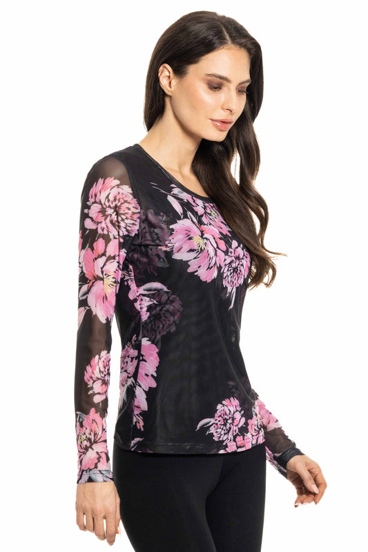 Floral Mesh Layering Top