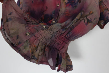 Vintage Short-Sleeve Button Up Blouse - Cinched