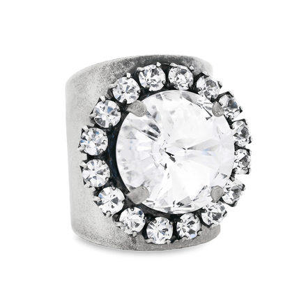 Jacci Ring in Antique Silver / Clear