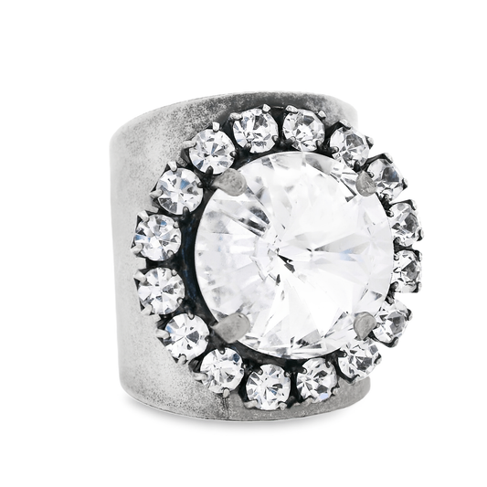 Jacci Ring in Antique Silver / Clear