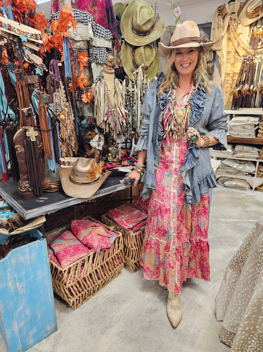 Vintage Distressed Bandana Dress/Duster