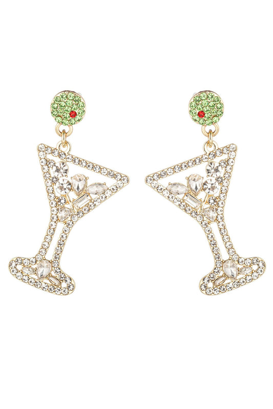 Dry Martini 18K Gold Plated CZ Drop Earrings