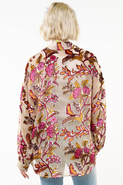 Ivory Holiday Jewels Burnout Velvet Blouse