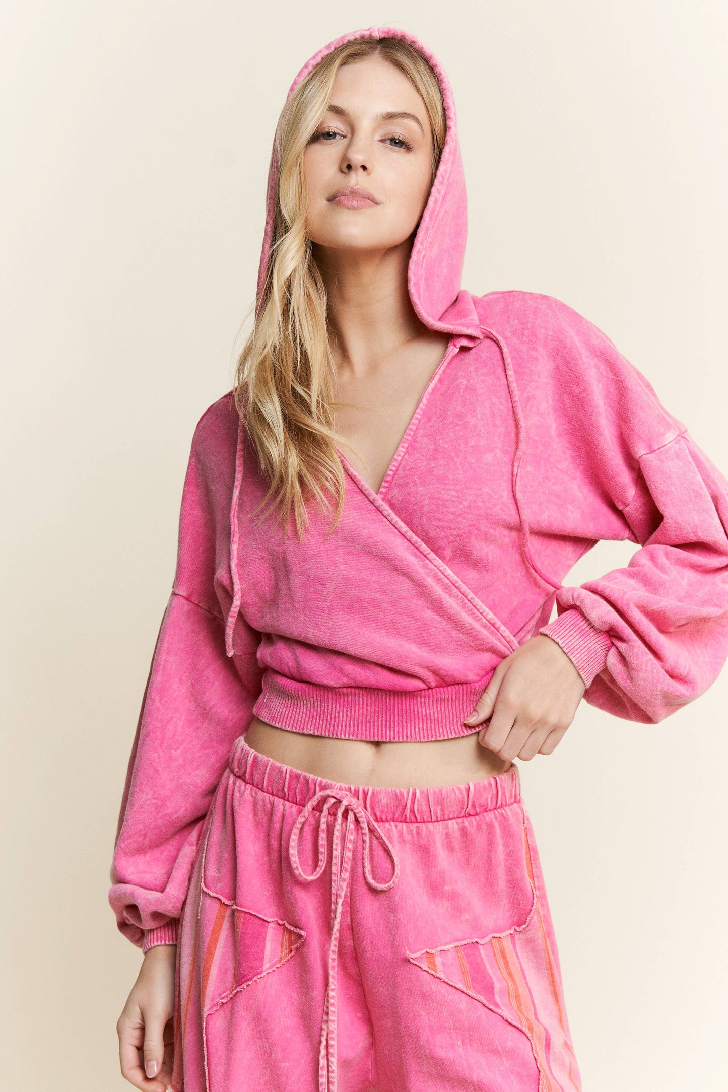 MineralWash Surplice Cropped French Terry Hoodie