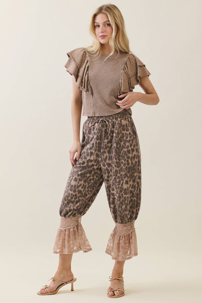 Leopard Print Lace Bloomer Pants