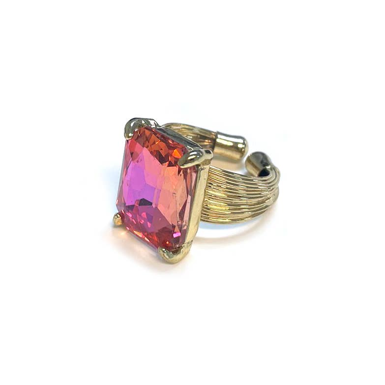 Cushion Cut Cocktail Adjustable Wire Ring