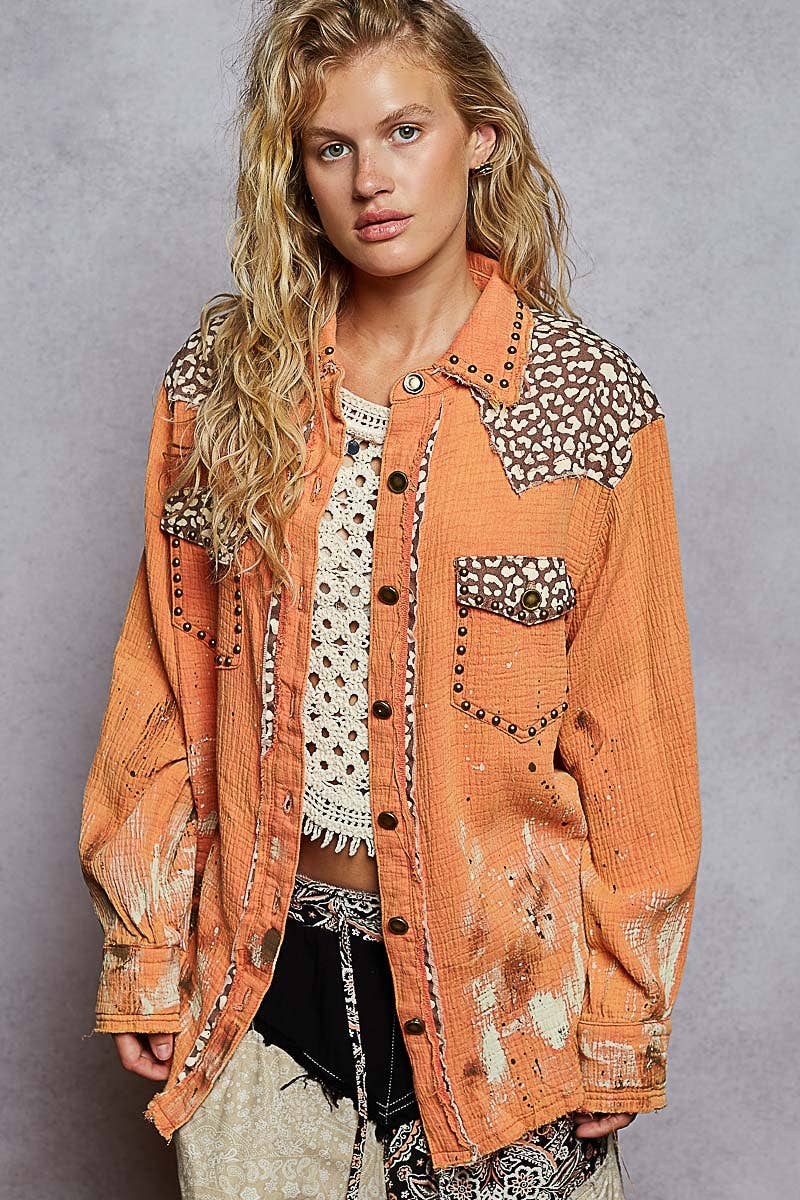 Studded & Splattered tangerine Shacked