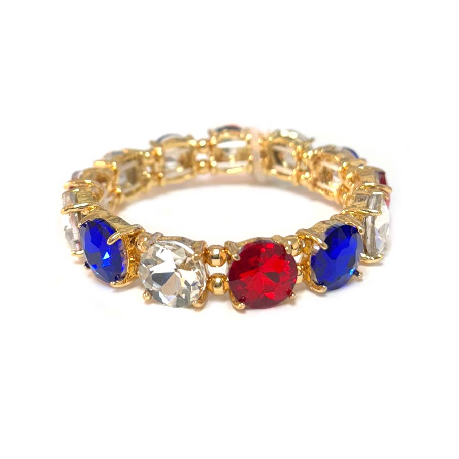 12MM Round Cut Glass Crystal Linked Stretch Bracelet