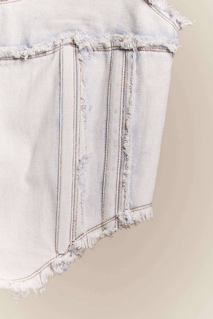 Raw Hem Spaghetti Strap Denim Corset Top