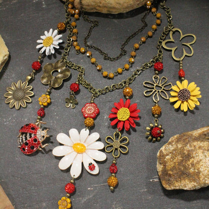 Ladybug Love Flower Charm'd Necklace