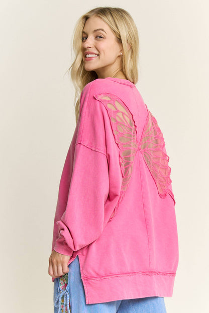 Mineral Wash Butterfly appliques Top
