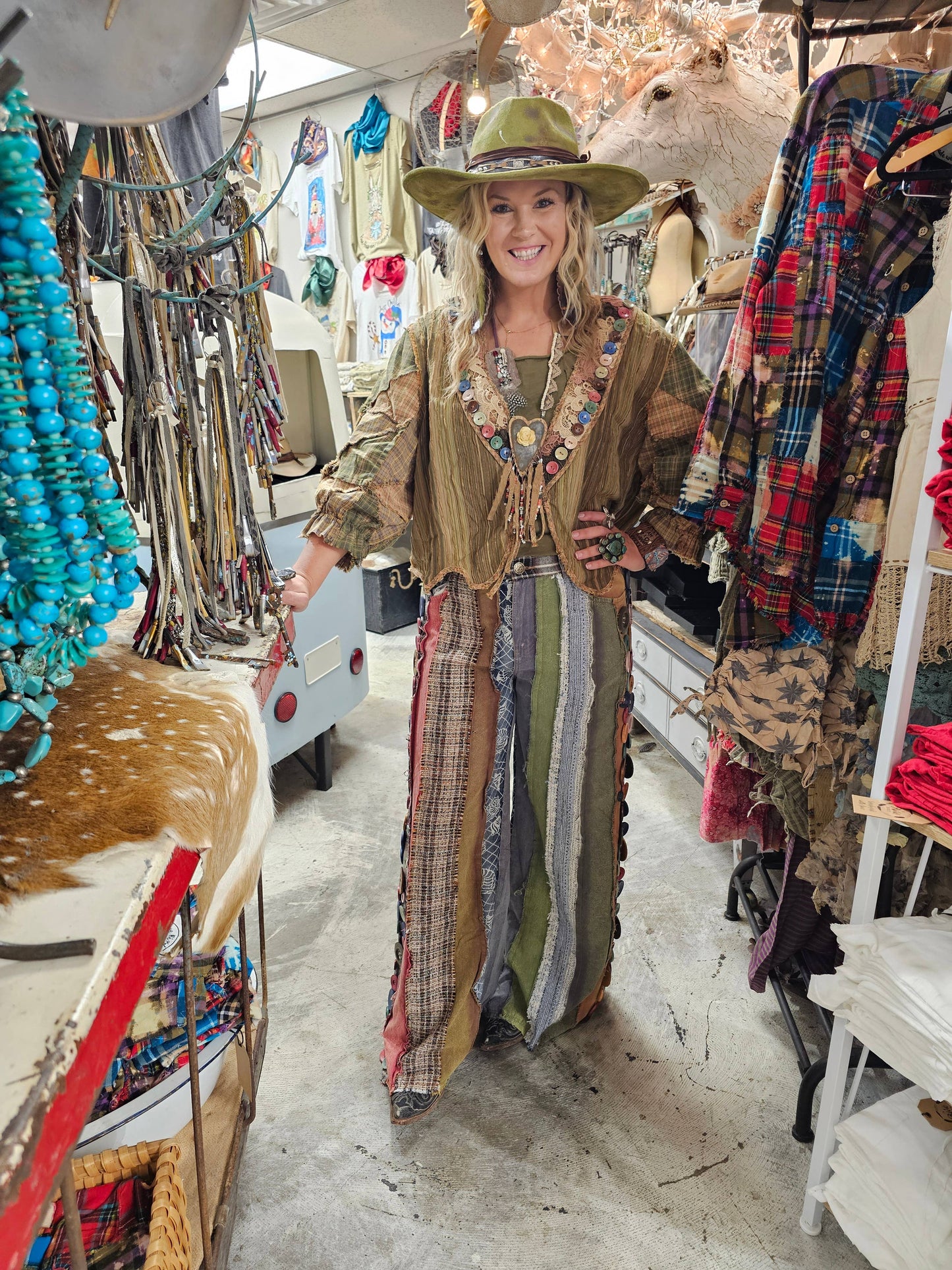 Bust Your Button Patchwork Pants