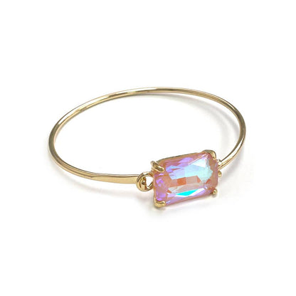 High Quality Glass Crystal Rectangle Stone Cuff Metal Bangle