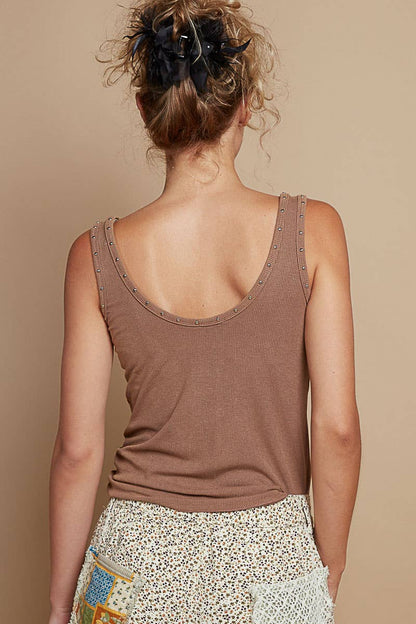 Riibbed Metallic Stud Tank Top