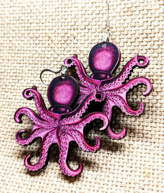 Pink Octopus Earrings