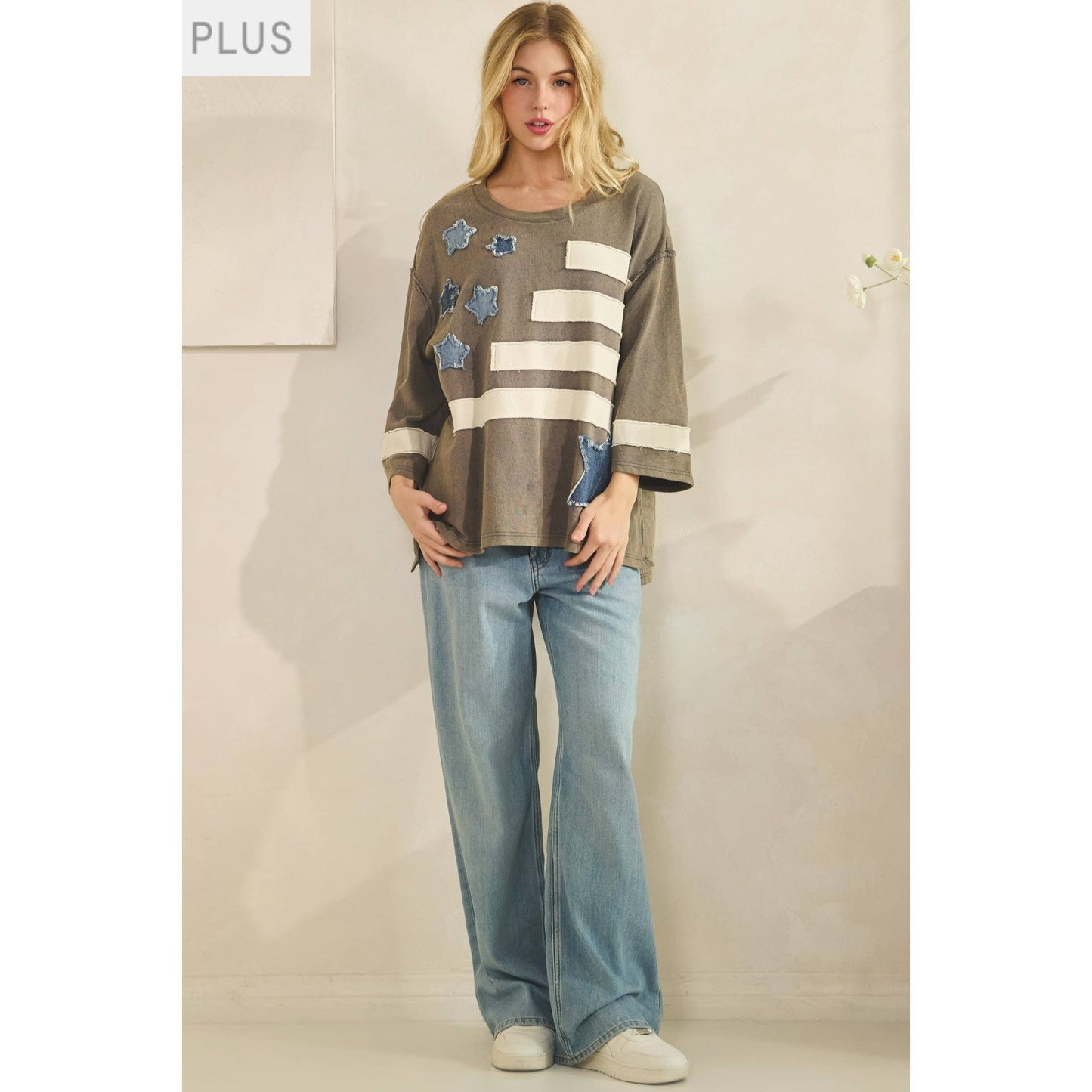 STAR SPANGLED OVERSIZED SWEATSHIRT PLUS SIZE