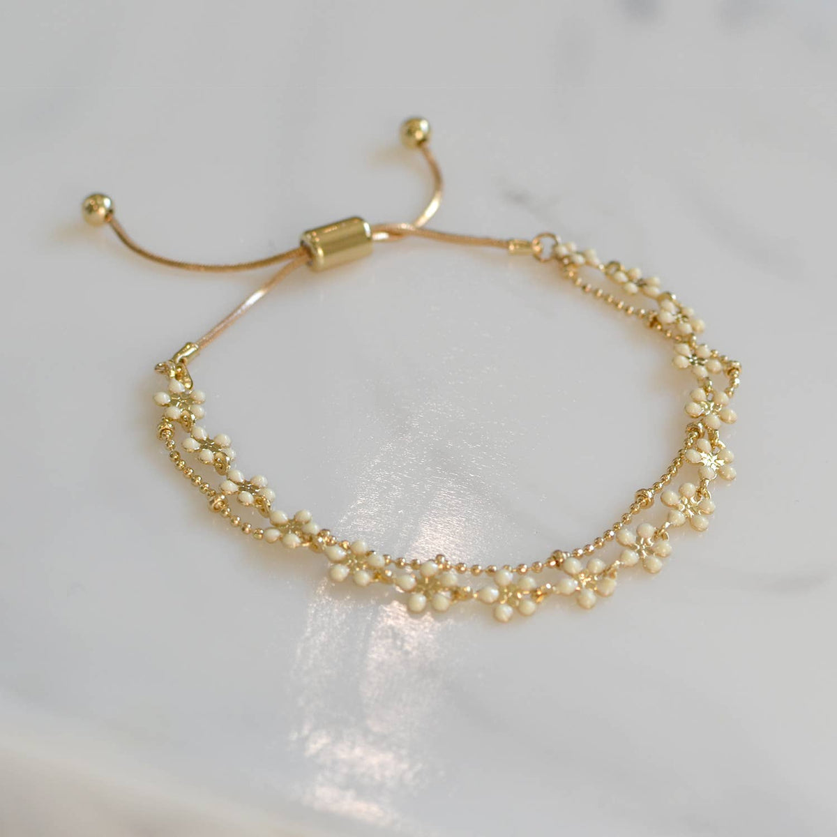 Color Epoxy Enamel Flower Adjustable Chain Bracelets