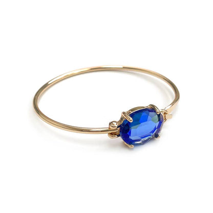 High Quality Glass Crystal Oval Stone Cuff Metal Bangle
