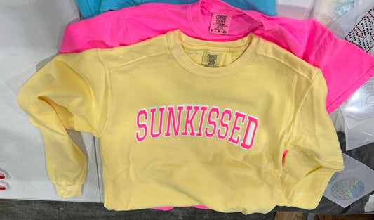 Sunkissed Butter Yellow  Pink Puff Fleece Sweatshirt