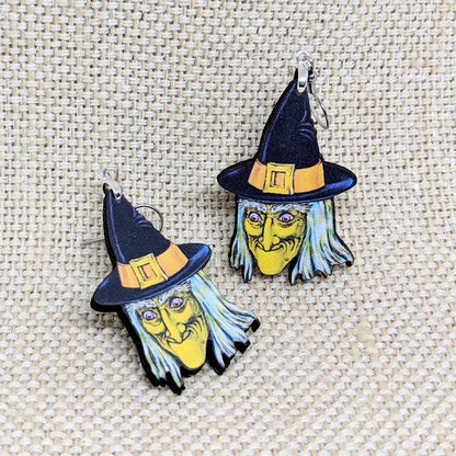 Green Witch Earrings - Halloween Witch
