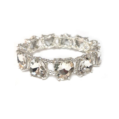 Love Heart Glass Crystal Bead Linked Stretch Bracelet