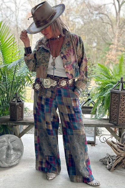 Plum Right Plaid Patchwork Pants